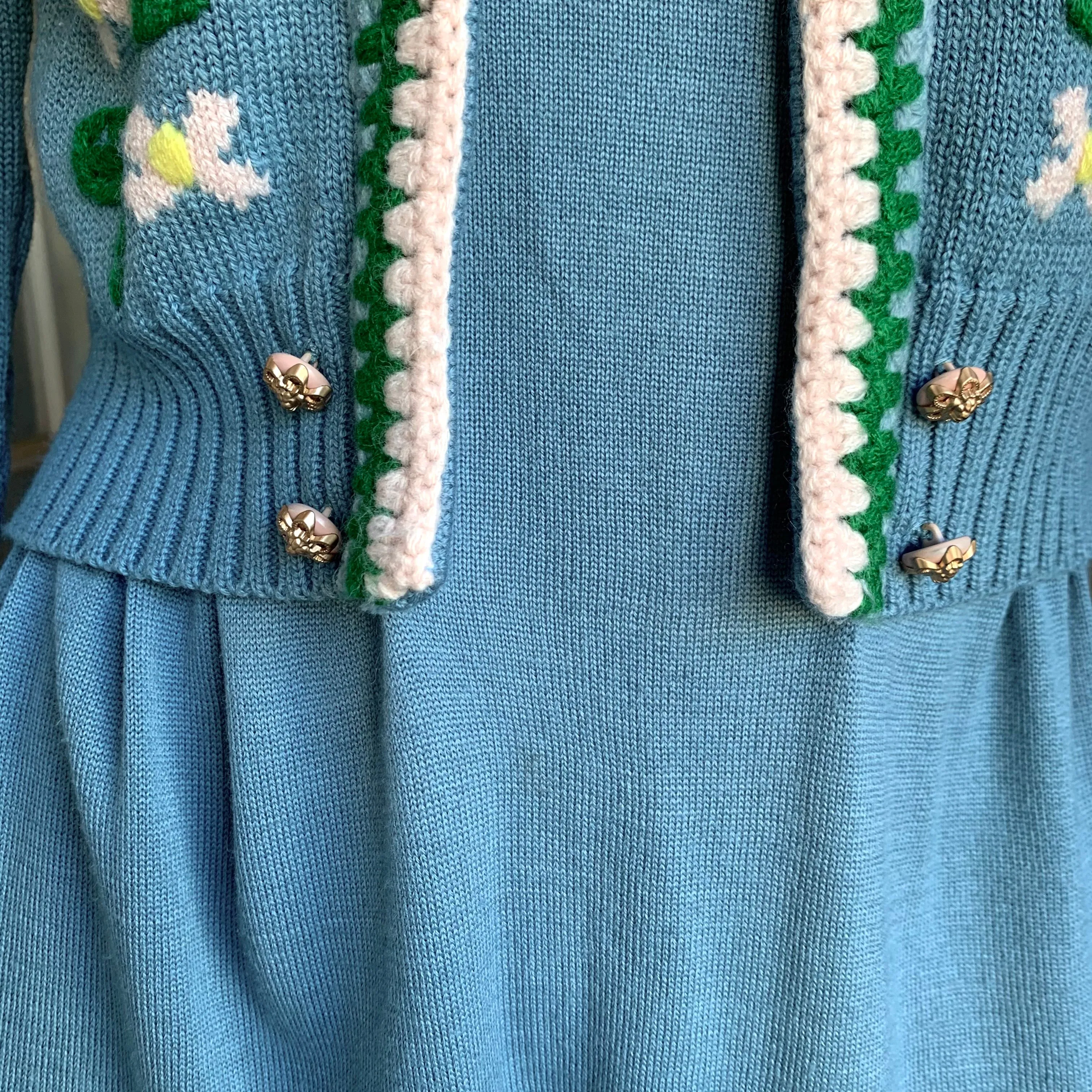 1940s Vintage Inspired Tyrolean Style Knit Sweater Dress