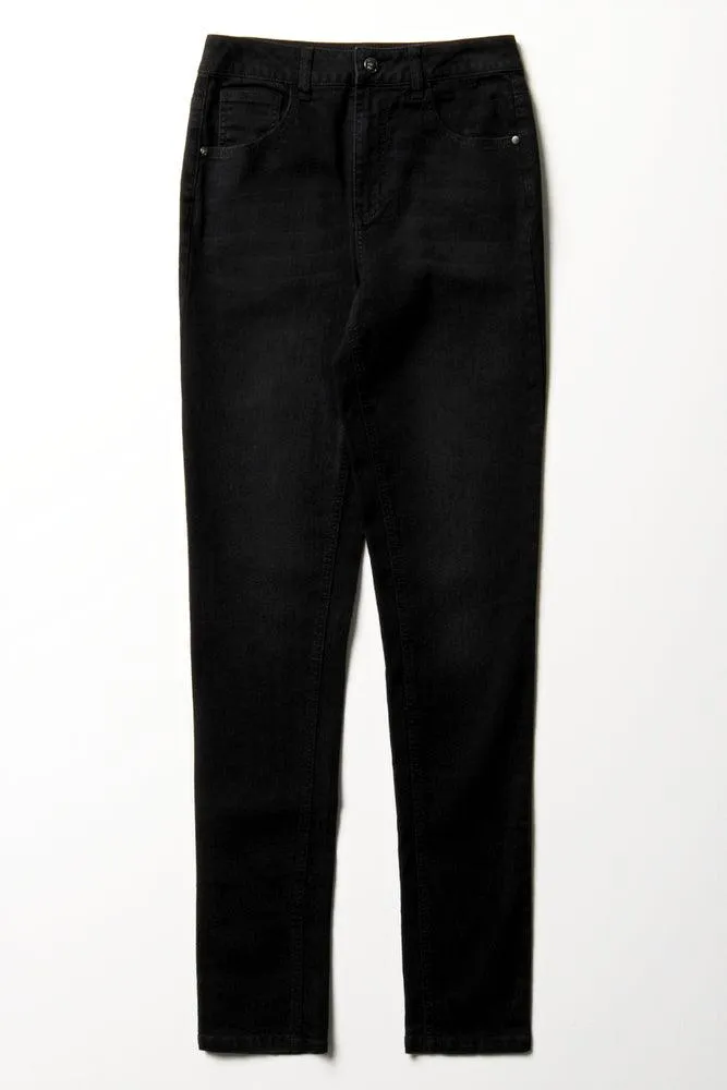 5 Pocket Skinny Denim Jeans Black