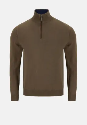 6th Sense Harry Quarter Zip Sweater, Morel