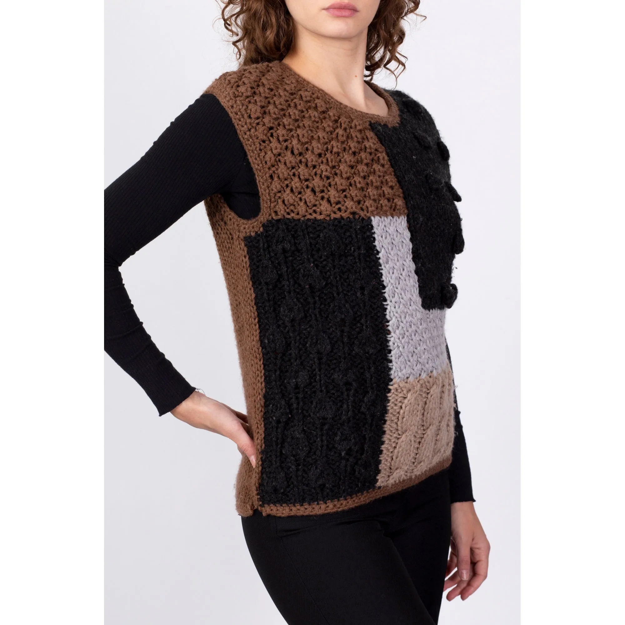 80s Cable Knit Grunge Sweater Vest - Medium