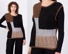 80s Cable Knit Grunge Sweater Vest - Medium