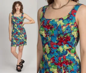 80s Floral Mini Sheath Dress - Medium