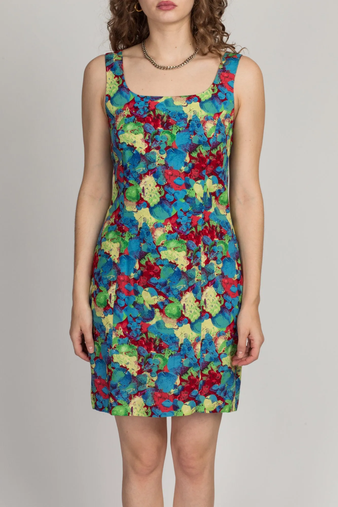 80s Floral Mini Sheath Dress - Medium