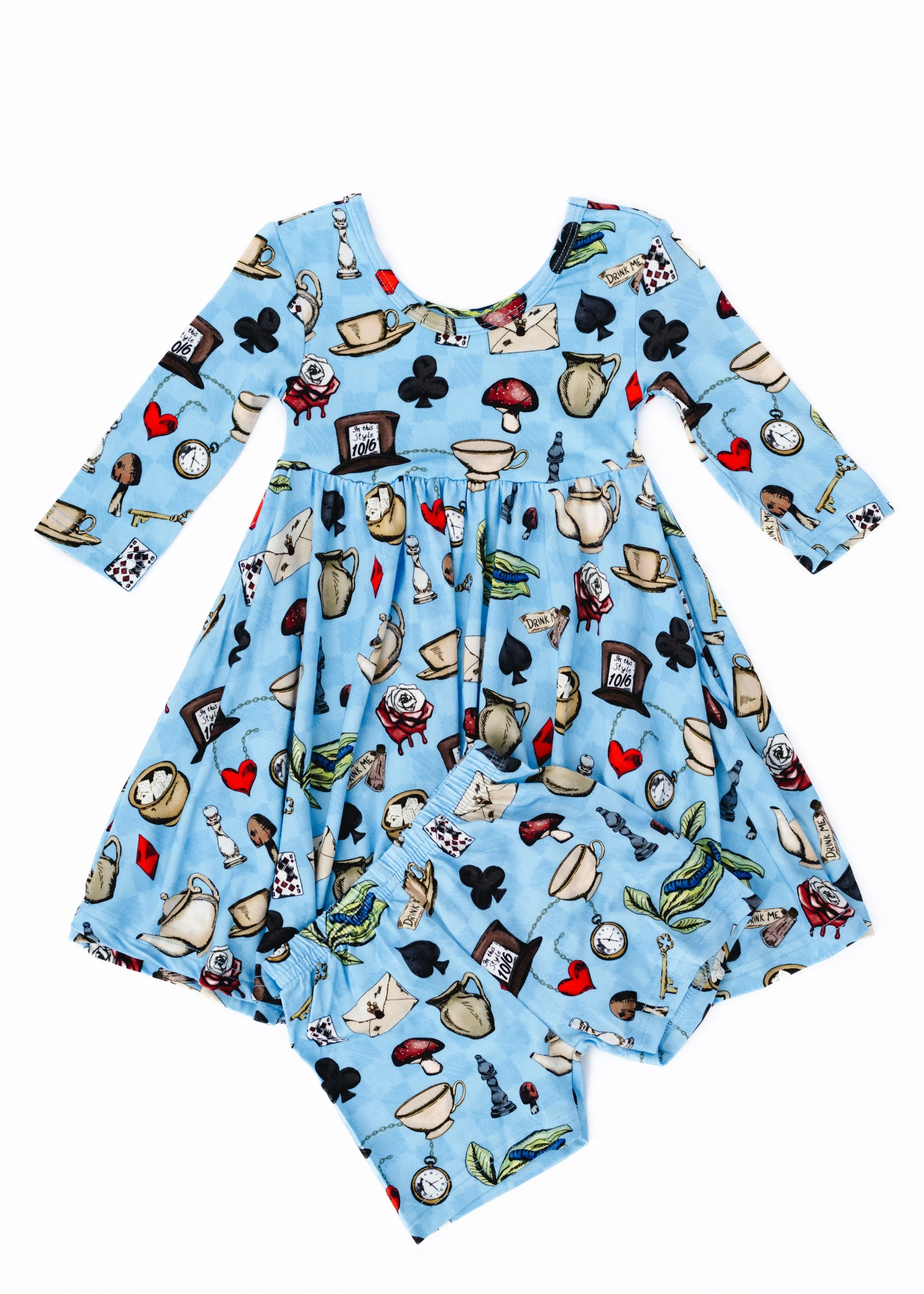 Alice's Tea Party Long Sleeve Twirl Dress