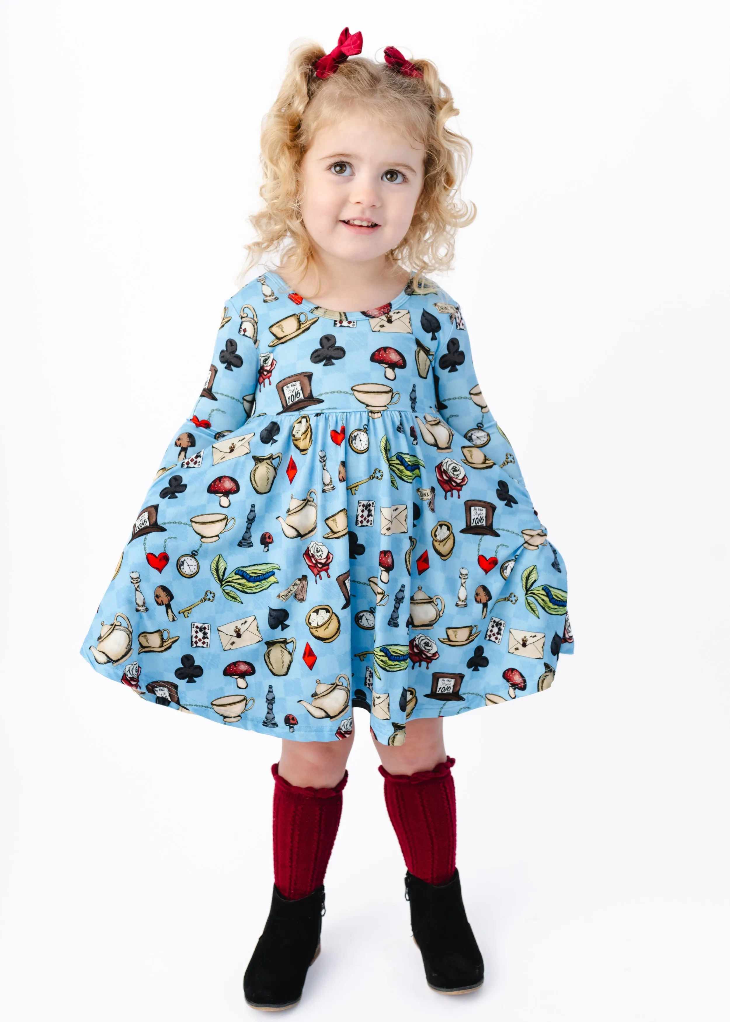 Alice's Tea Party Long Sleeve Twirl Dress