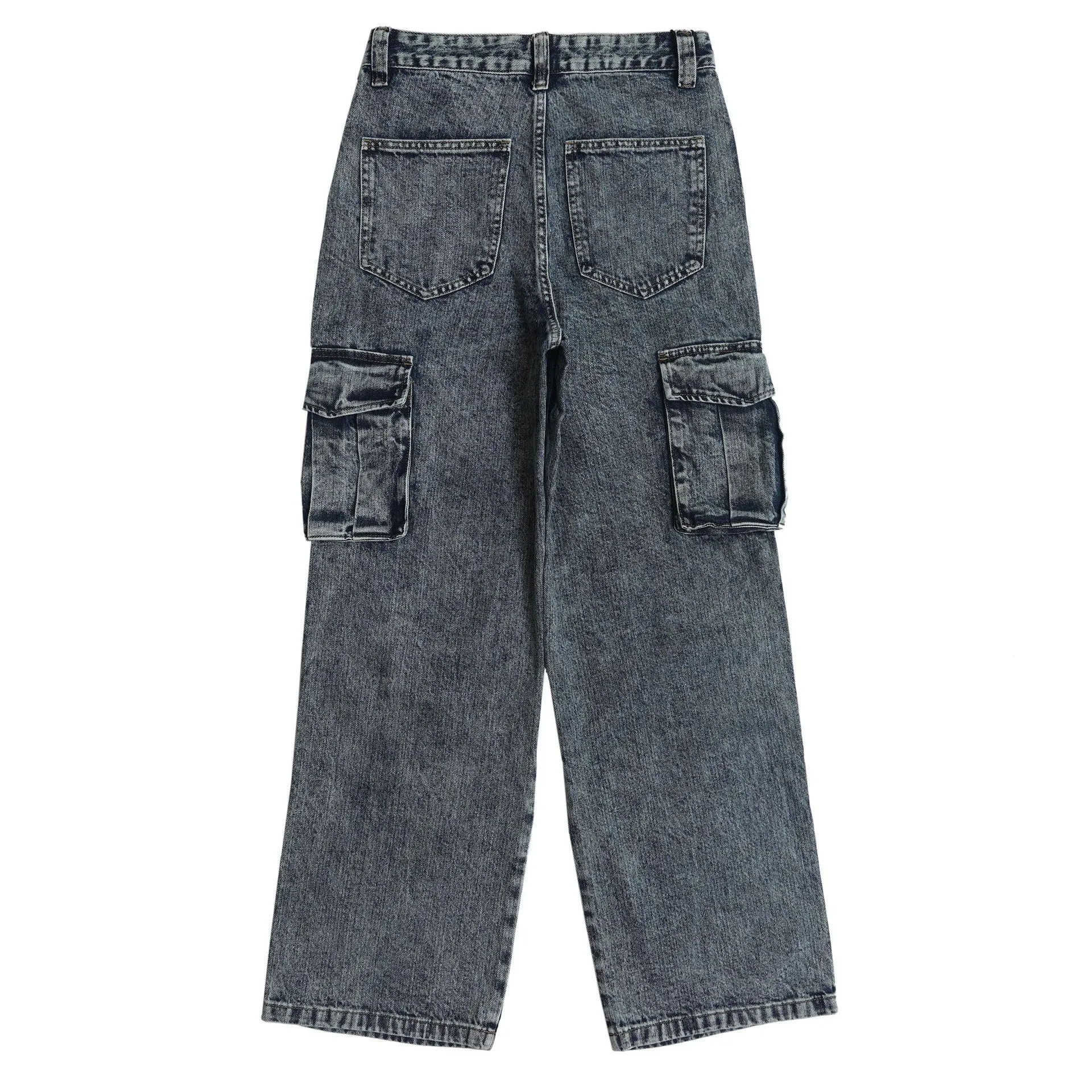 American Retro Washed And Worn Cargo Pocket Jeans