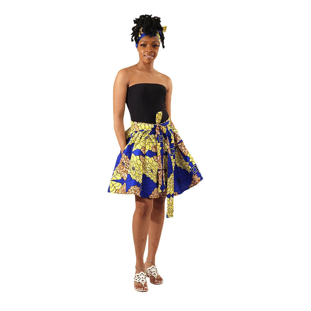 Ankara 'Yellow Garden' Short Skirt