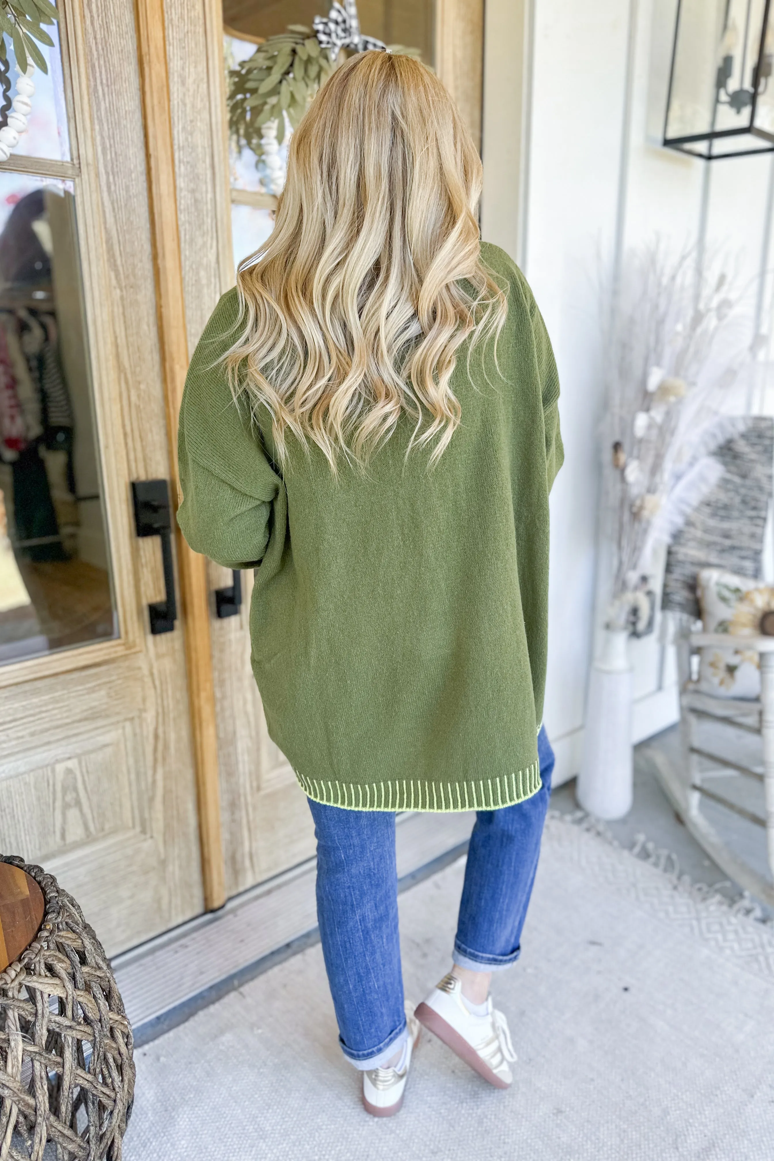 Annie Ribbed Contrast Relaxed Fit Long Sleeve Sweater