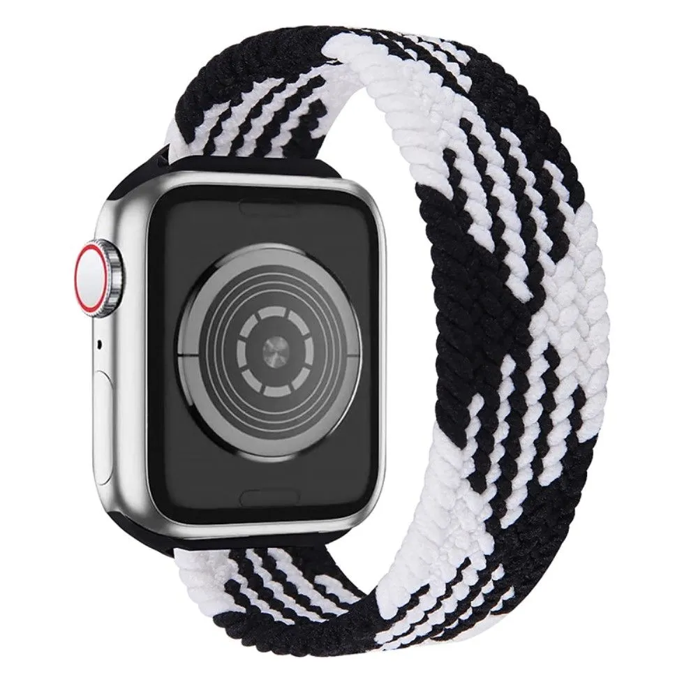 Apple Watch (45mm) elastic watch strap - Black / White Splicing / Size: L