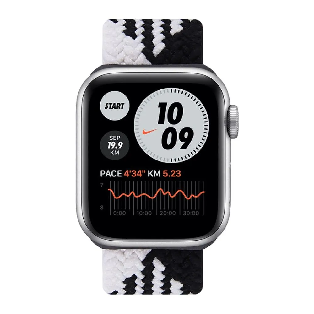 Apple Watch (45mm) elastic watch strap - Black / White Splicing / Size: L