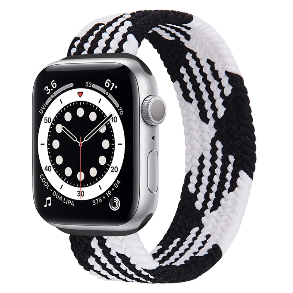 Apple Watch (45mm) elastic watch strap - Black / White Splicing / Size: L