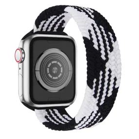 Apple Watch (45mm) elastic watch strap - Black / White Splicing / Size: S