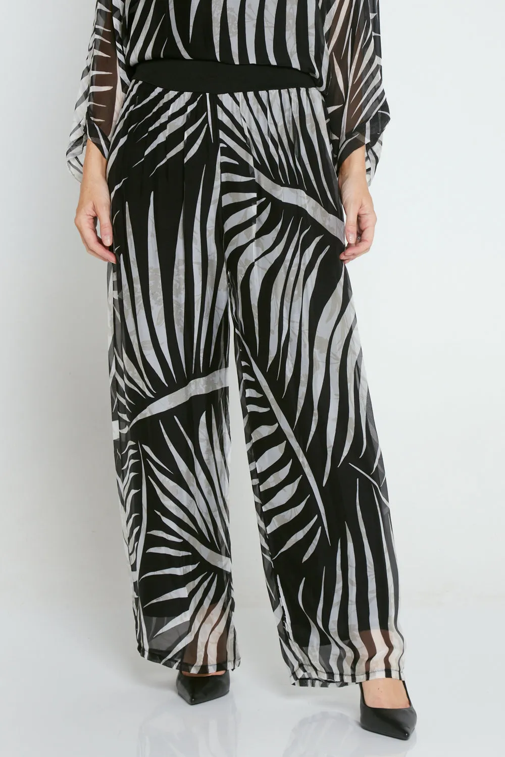 Arlette Silk Pants - Evening Palms