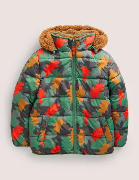 Autumn Leaf Reversible Teddy Puffer Jacket-Rosemary Autumn Leaf Camo