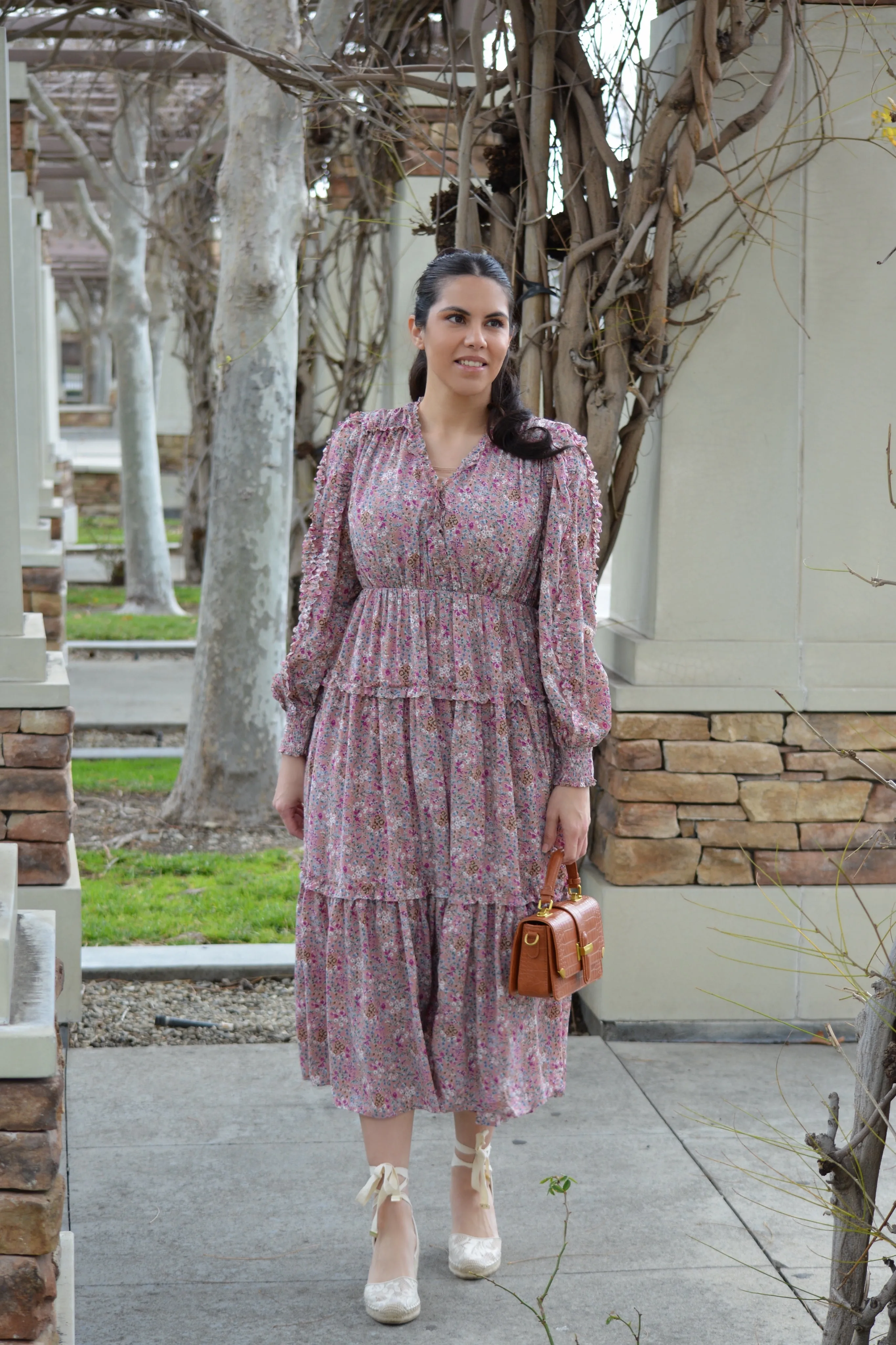 Ayla Dusty Pink Floral Dress