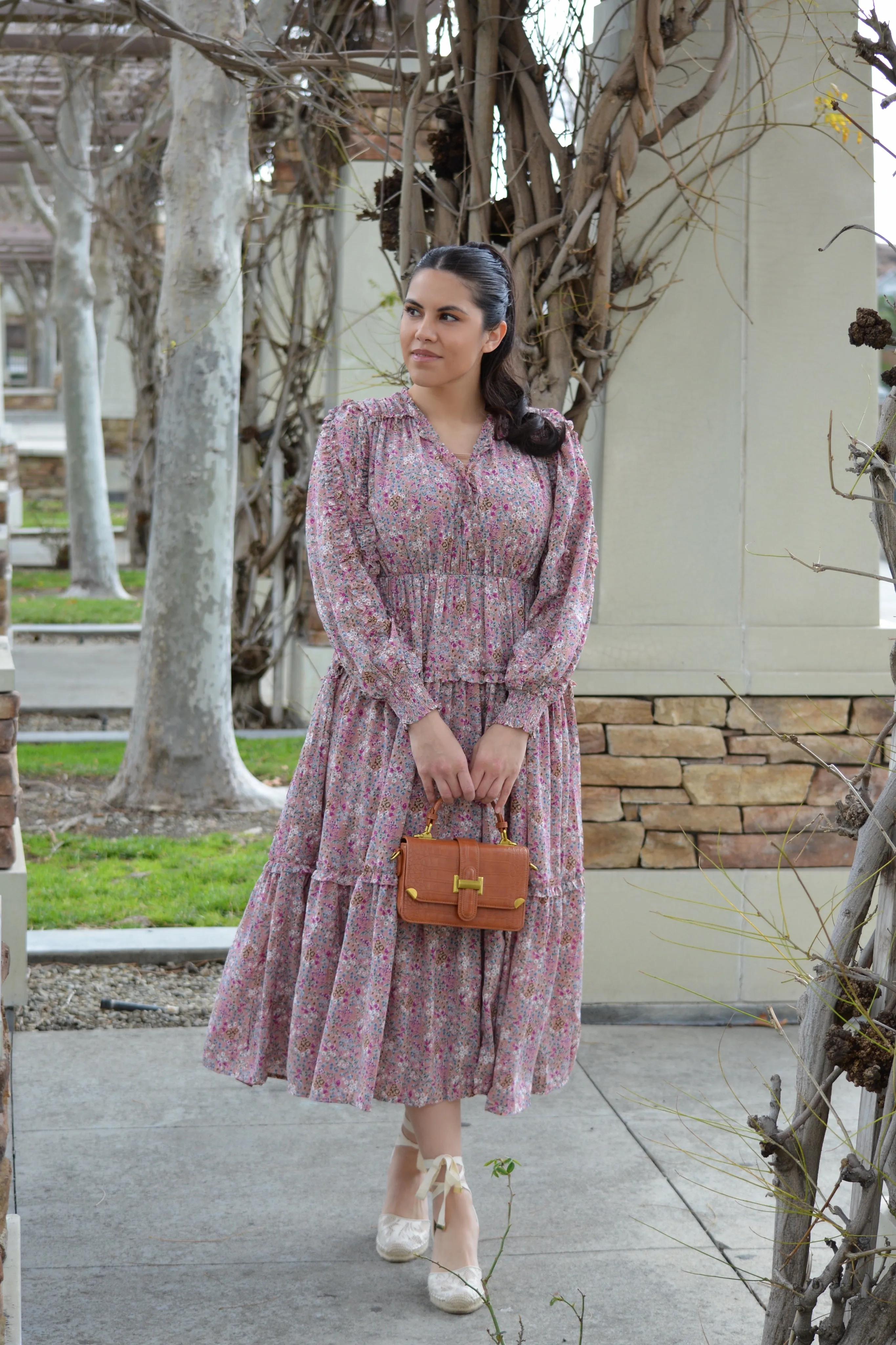 Ayla Dusty Pink Floral Dress