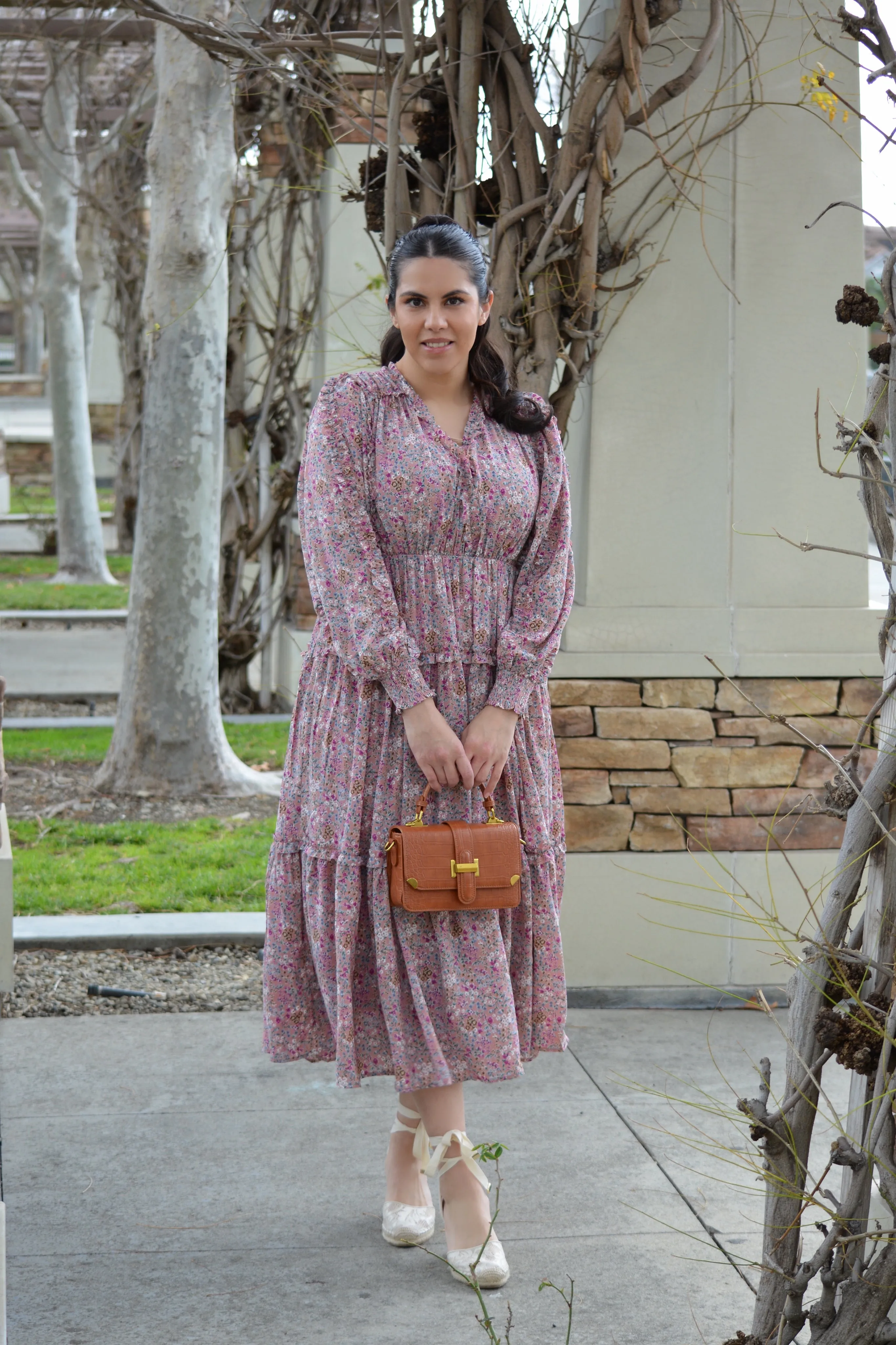 Ayla Dusty Pink Floral Dress