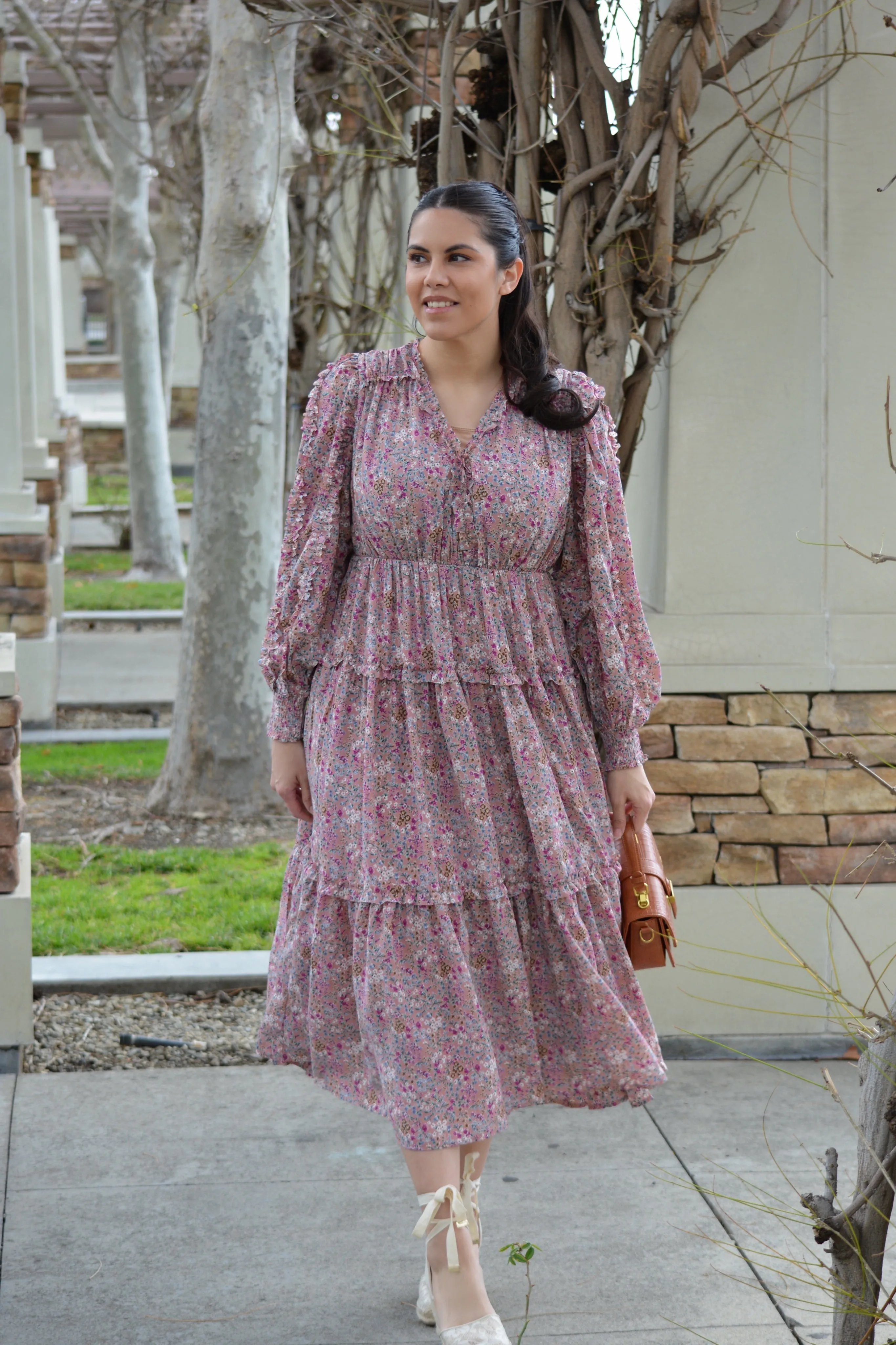 Ayla Dusty Pink Floral Dress