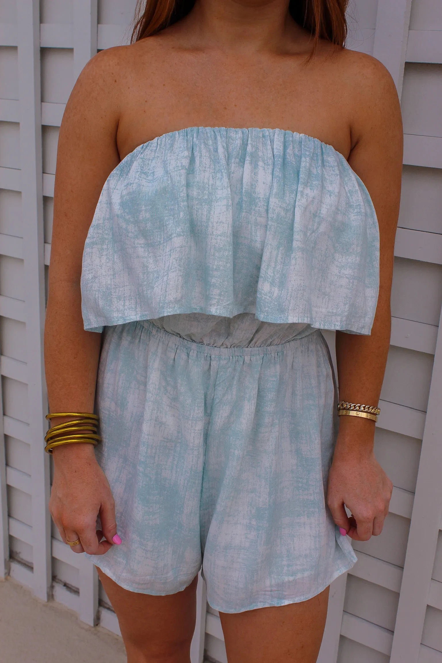 Ayla Light Blue Tube Romper