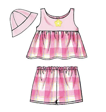 B5017 Infants' Top, Dress, Panties, Shorts, Pants and Hat (size: All Sizes In One Envelope)