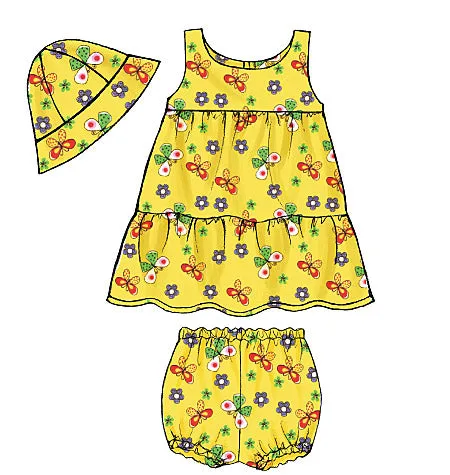 B5017 Infants' Top, Dress, Panties, Shorts, Pants and Hat (size: All Sizes In One Envelope)