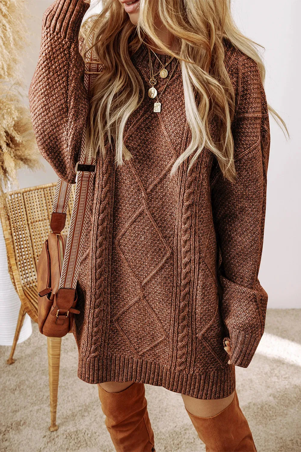 Becky Cable-Knit Sweater Dress