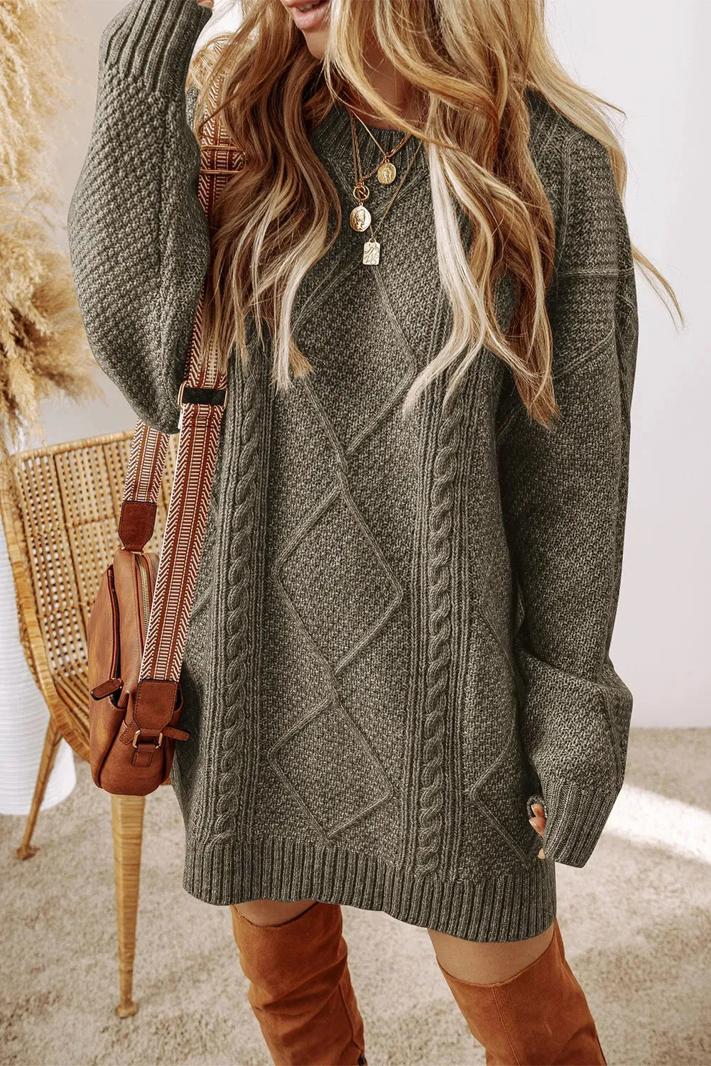 Becky Cable-Knit Sweater Dress