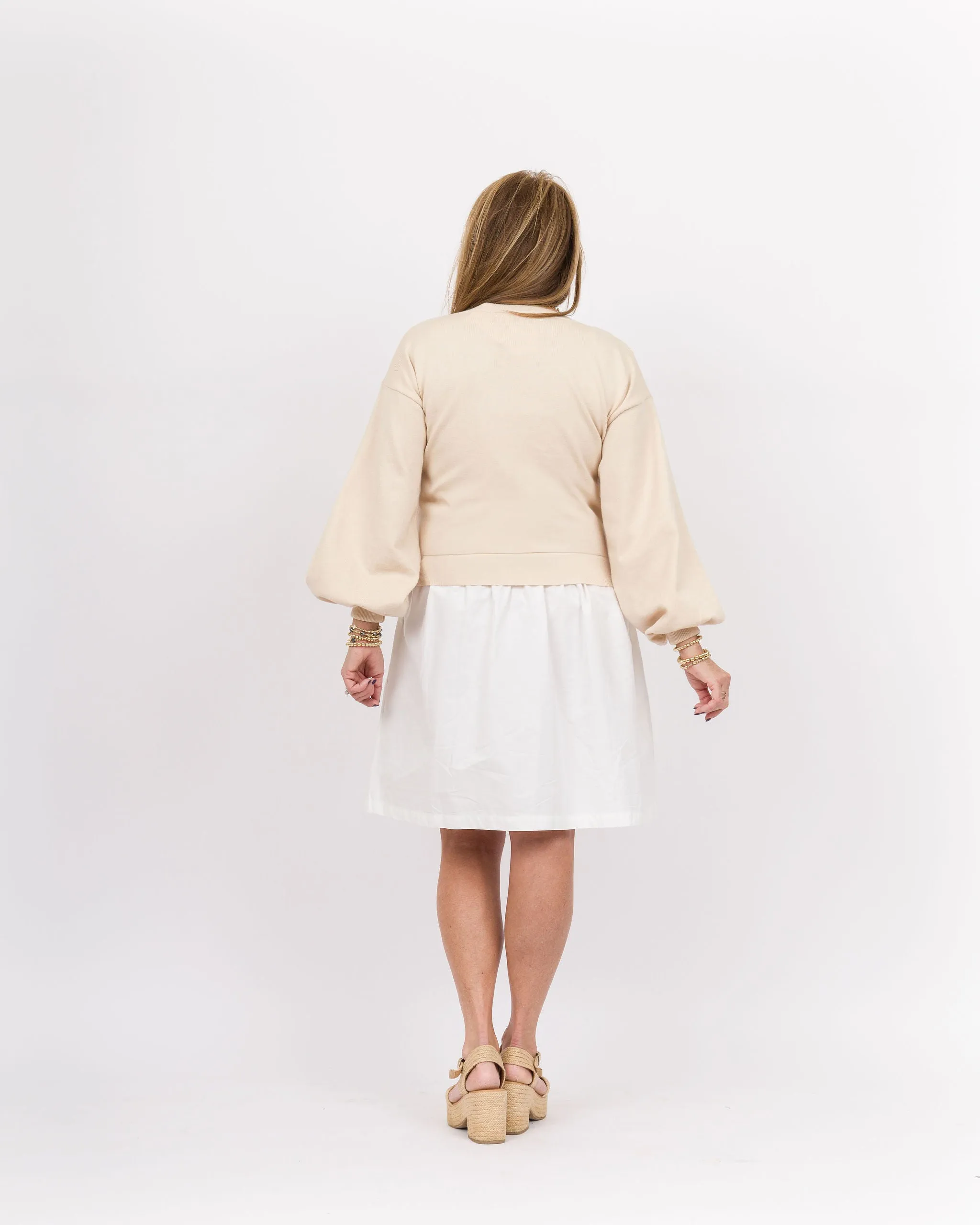 Before You Sweater Top Dress Beige