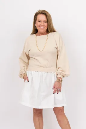 Before You Sweater Top Dress Beige