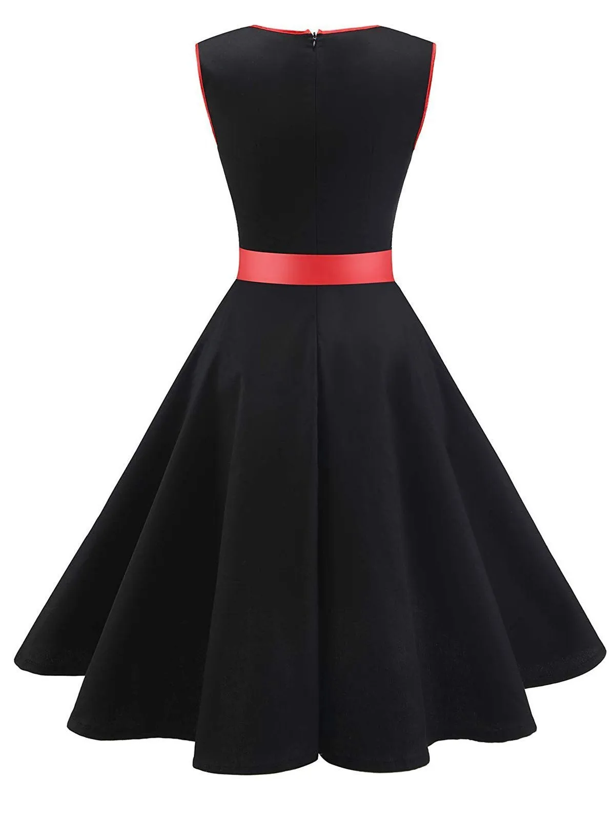 Black 1950s Sweetheart Bow Swing Dress