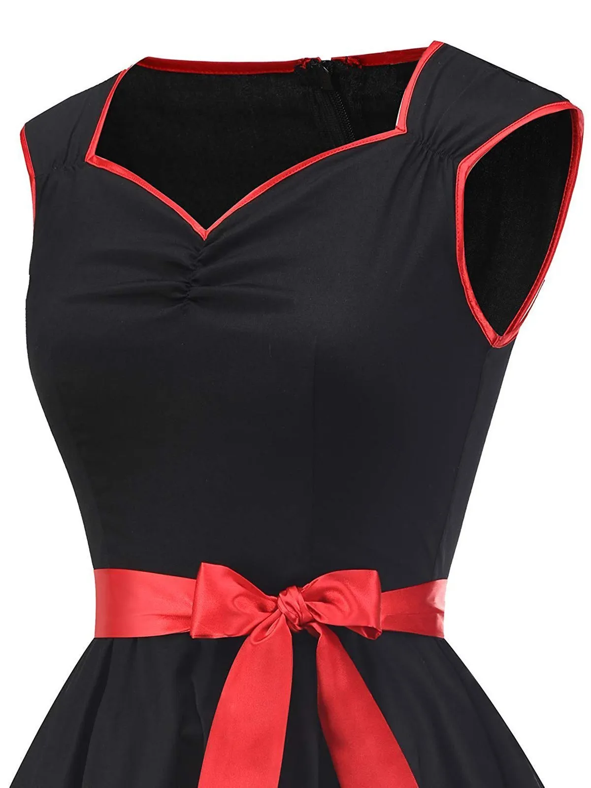 Black 1950s Sweetheart Bow Swing Dress