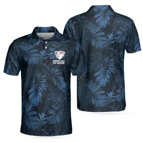 Black And Navy Blue Tropical Pattern Golf Player Polo Shirt, Golfing American Flag Polo Shirt, Best Golf Shirt For Men