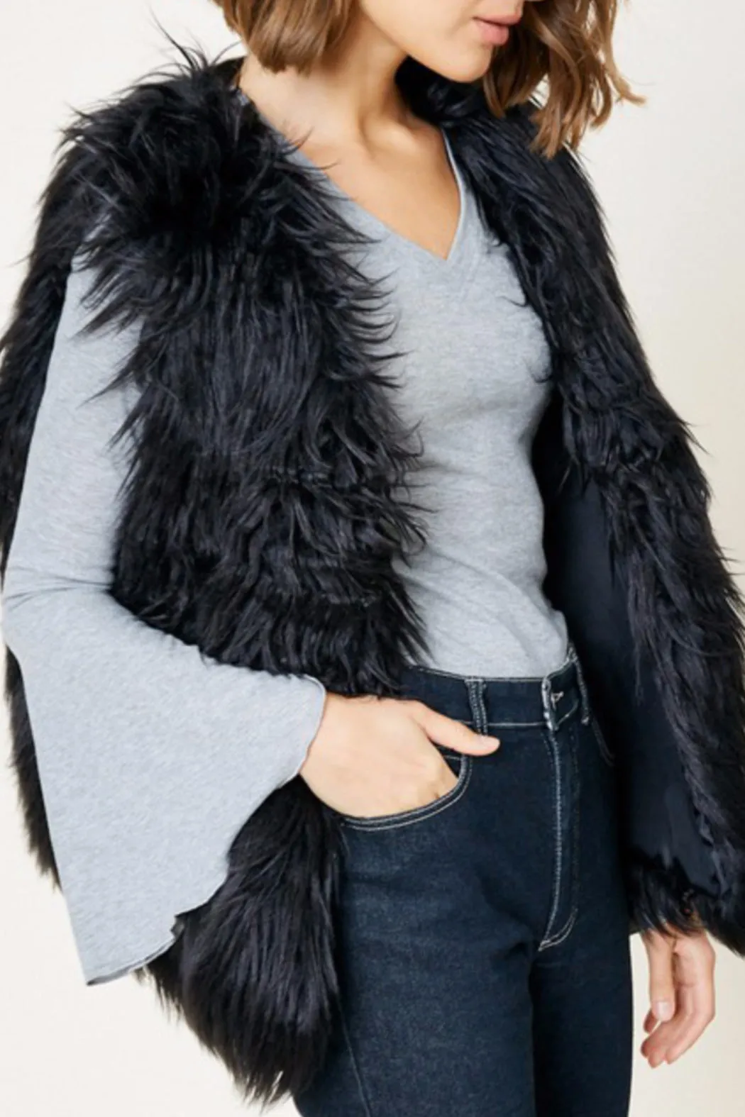 Black Mocha Faux Fur Vest