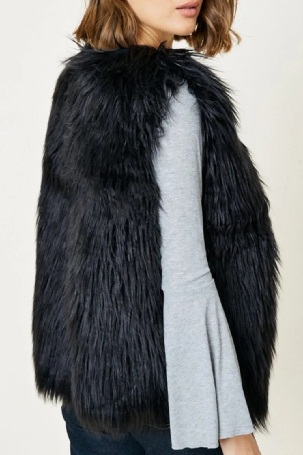 Black Mocha Faux Fur Vest