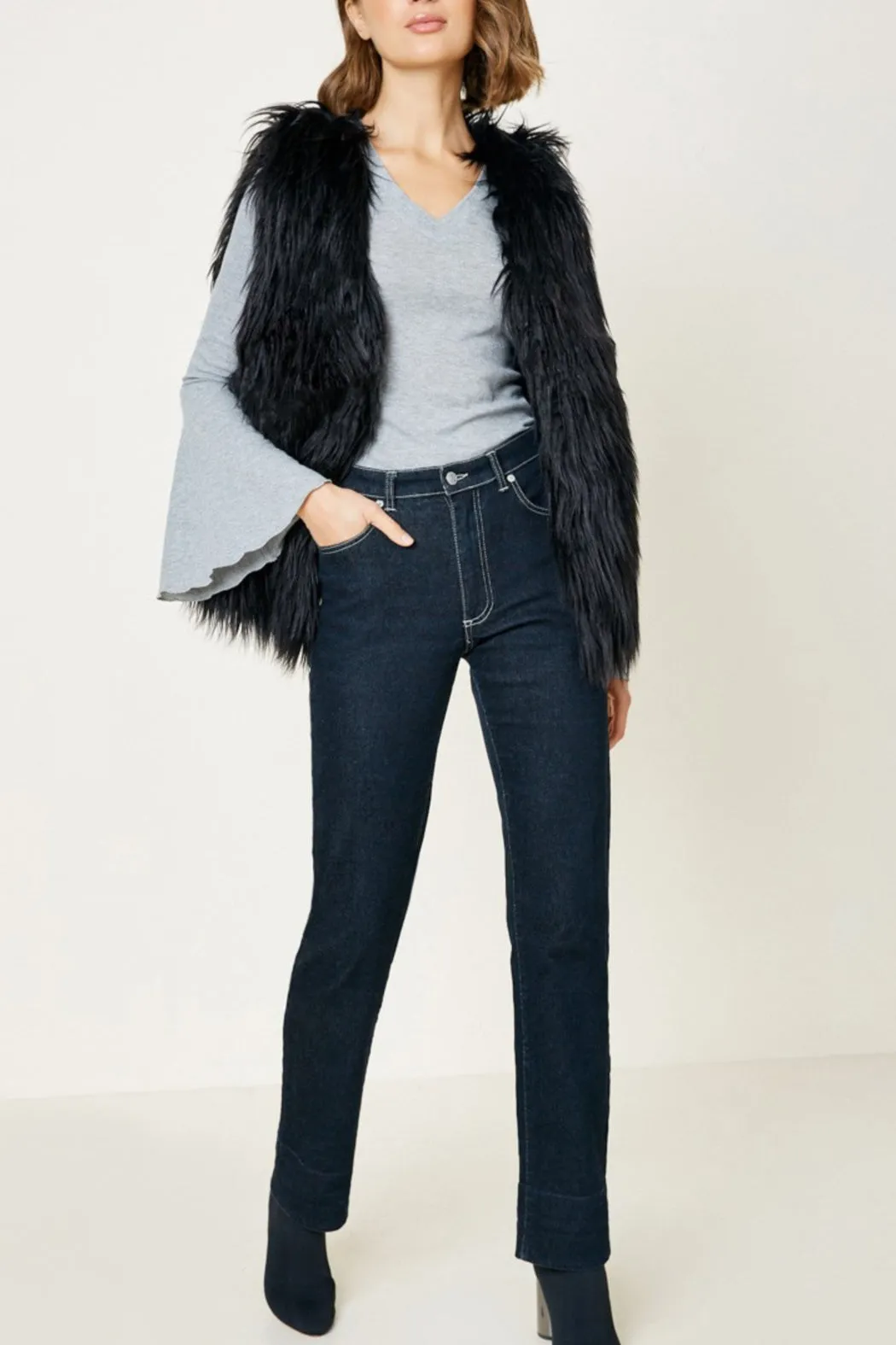 Black Mocha Faux Fur Vest