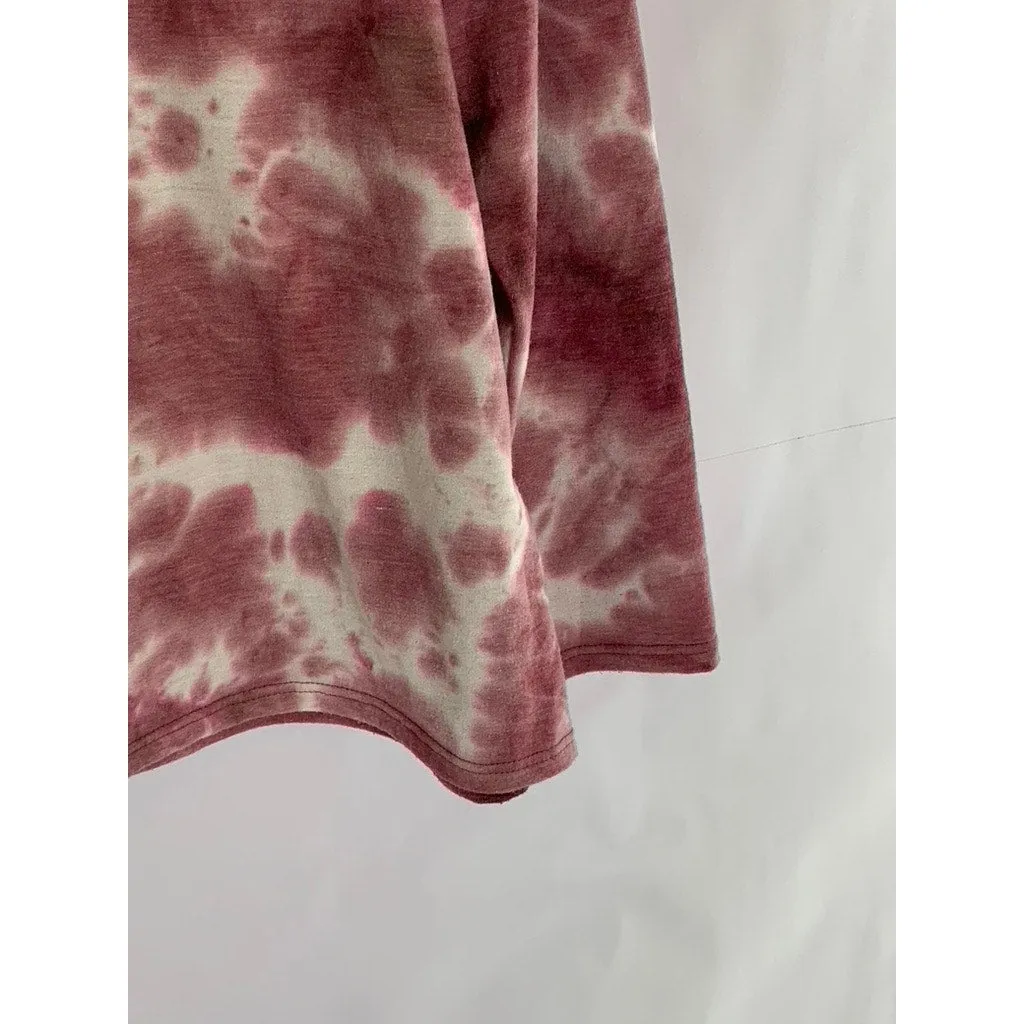BLVD Women's Red/Beige Tie-Dye Pocketless Pullover Hoodie SZ M