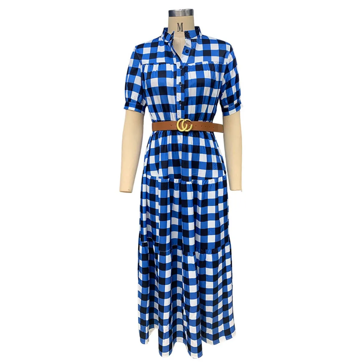 BOHO PLAID DRESS_CWDMD1522