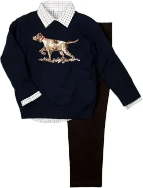 Boys Long Sleeve Dog Sweater Set