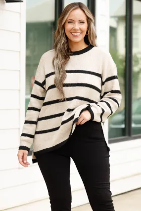 Breath Of Life Sweater, Oatmeal-Black