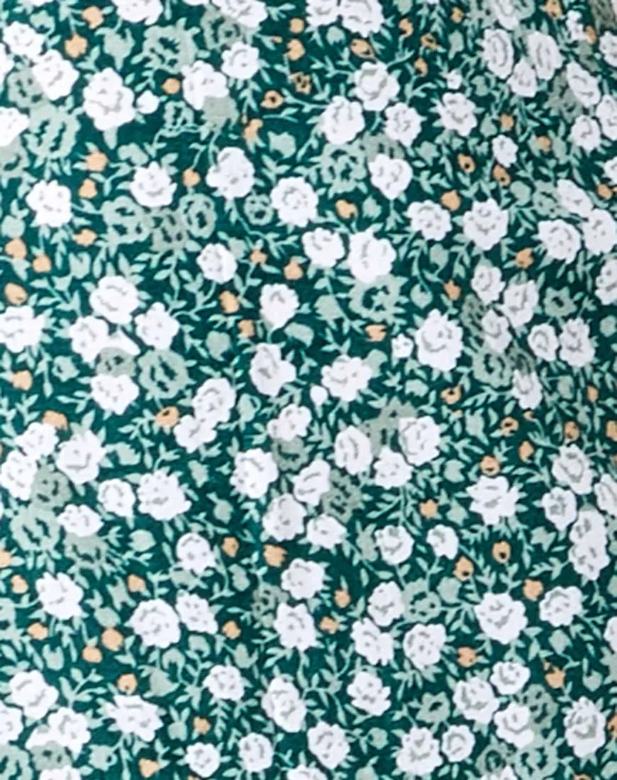 Calia Dress in Floral Field Green