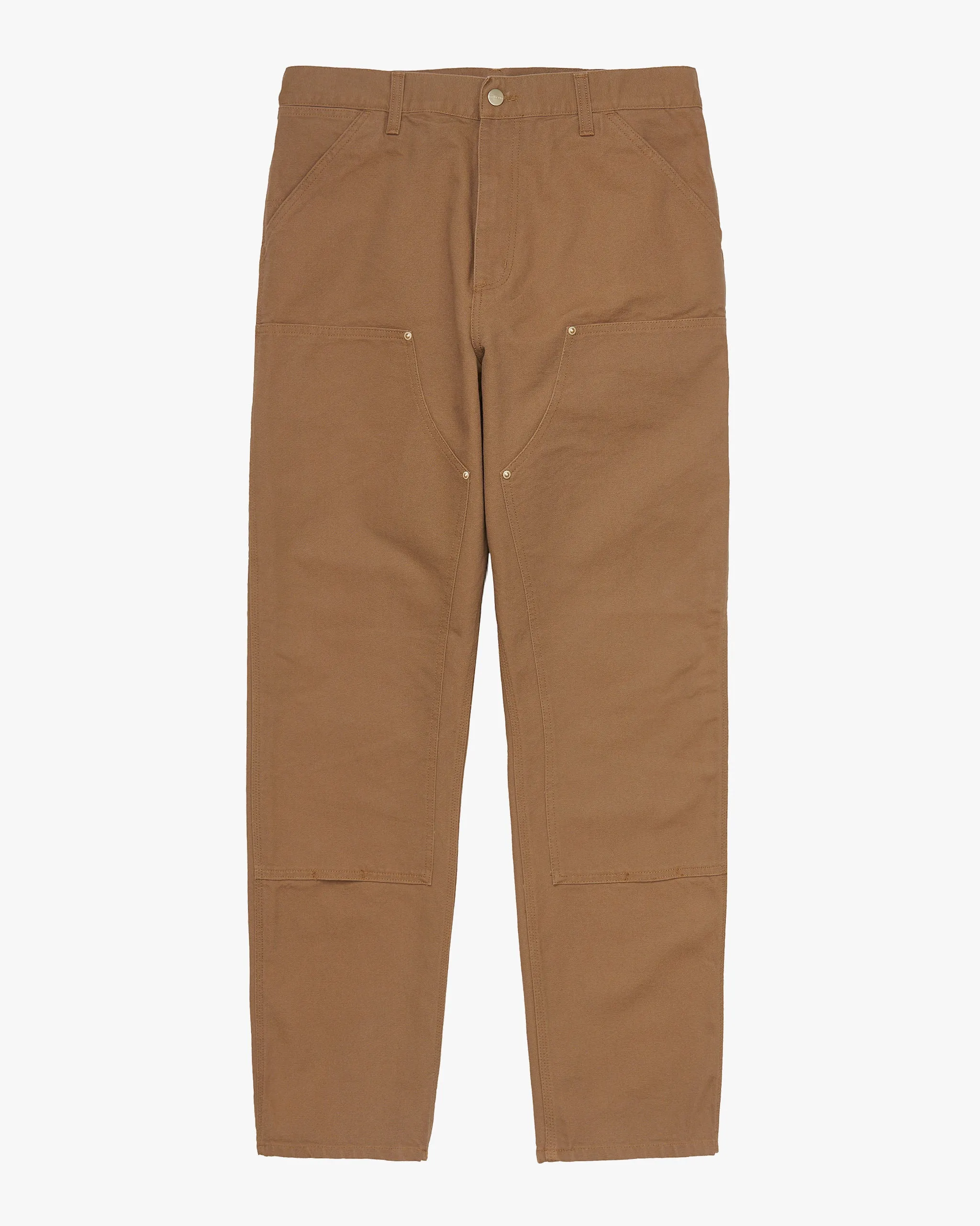 Carhartt WIP Double Knee Pant Relaxed Fit Canvas Trousers - Hamilton Brown Rinsed