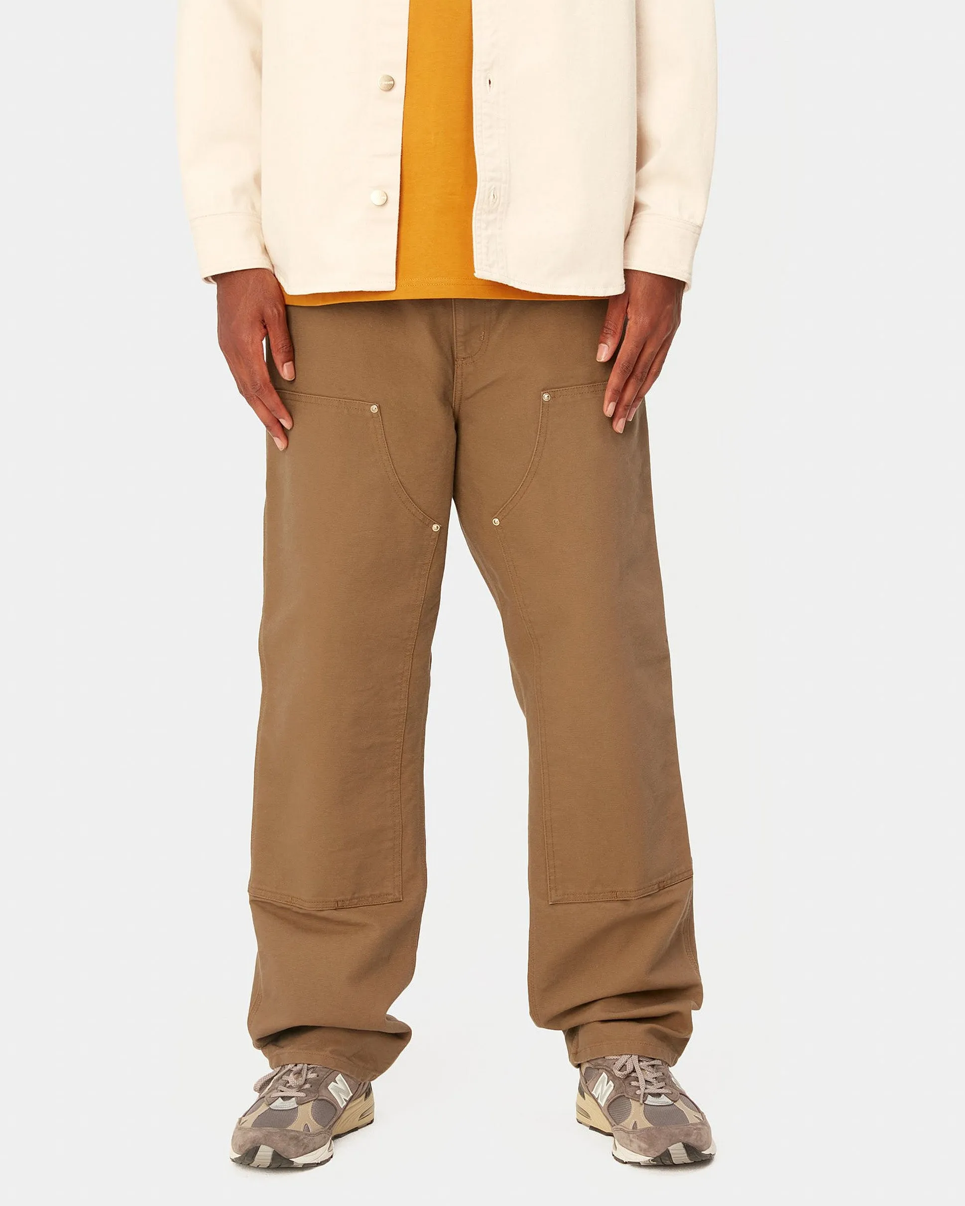 Carhartt WIP Double Knee Pant Relaxed Fit Canvas Trousers - Hamilton Brown Rinsed