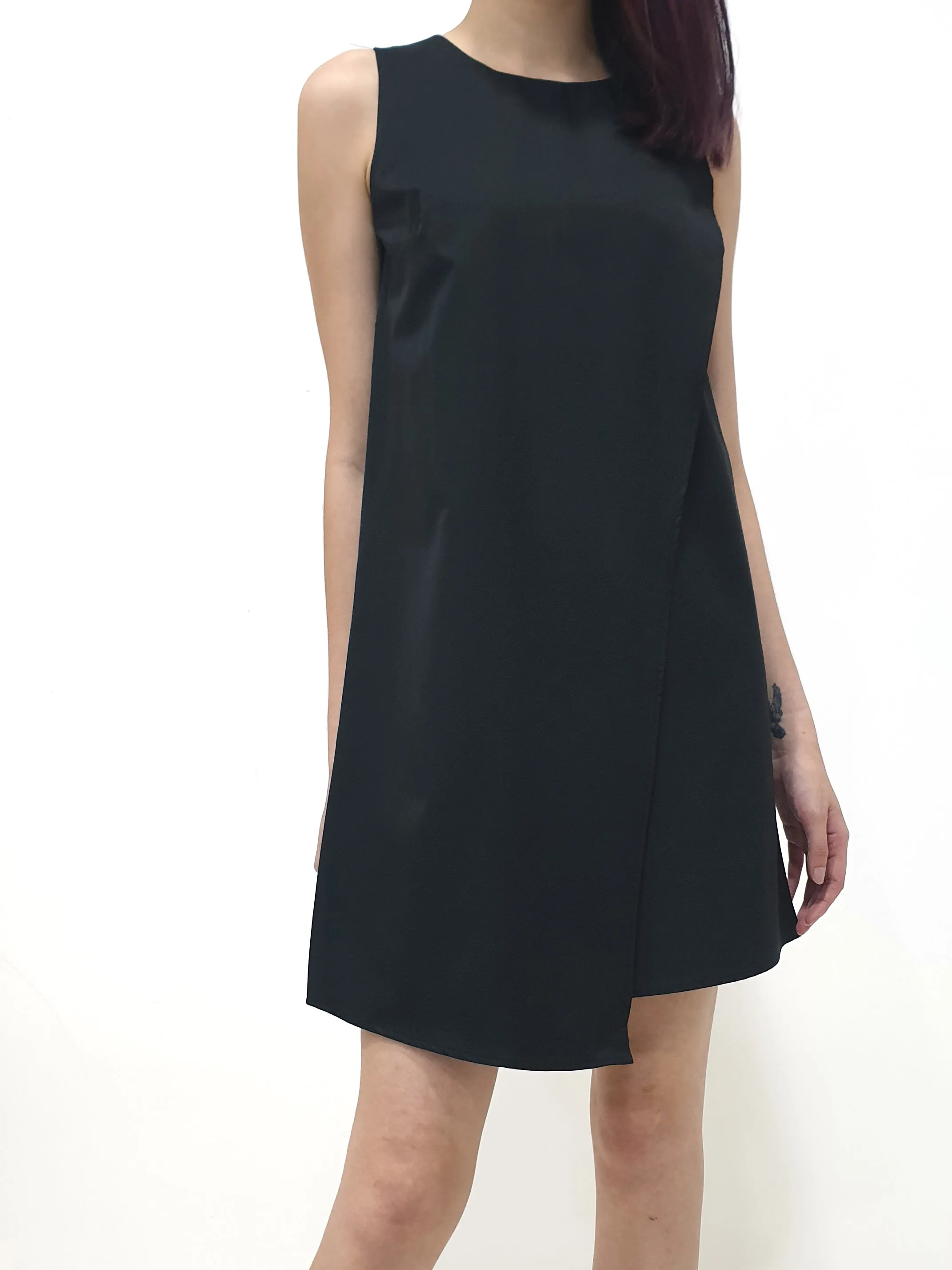 Cassie Flap Shift Dress - Black (Non-returnable)