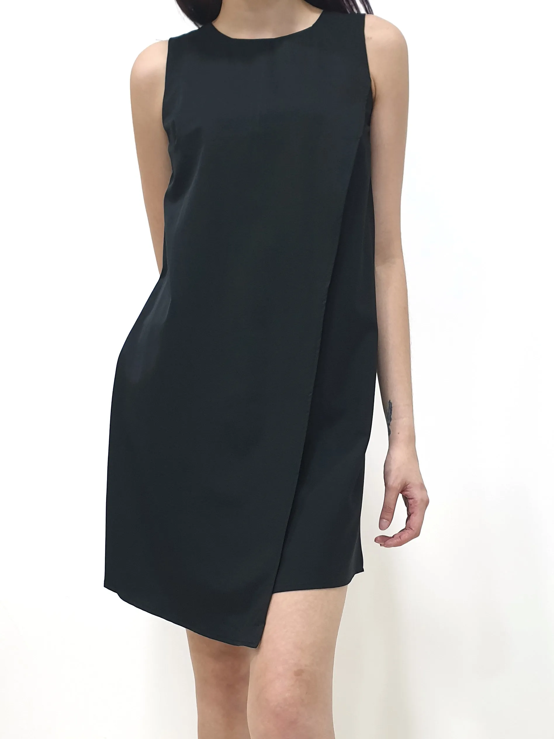 Cassie Flap Shift Dress - Black (Non-returnable)