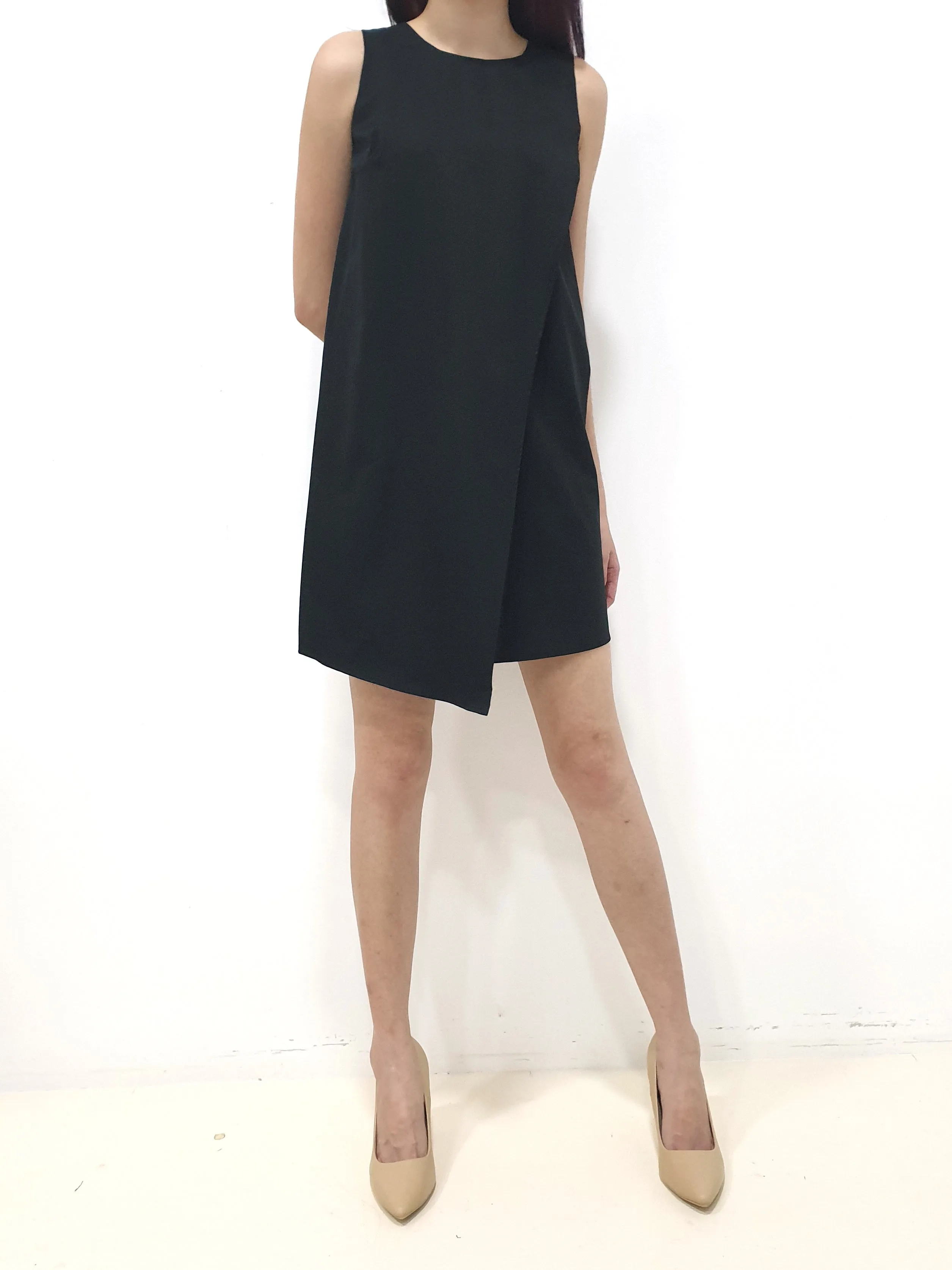 Cassie Flap Shift Dress - Black (Non-returnable)