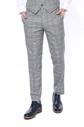 Checked Light Grey Men Pants - Wessi