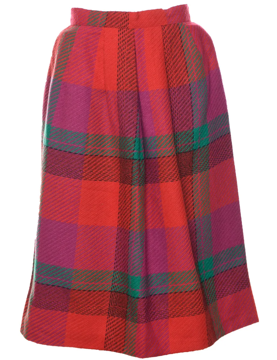 Checked Pleated Skirt - M