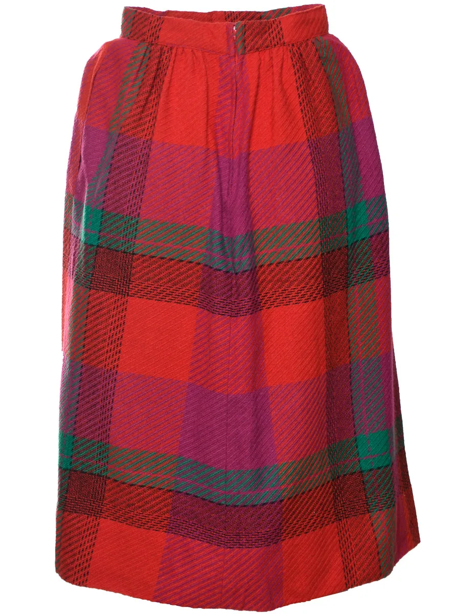 Checked Pleated Skirt - M