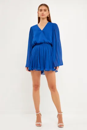 Chiffon Pleated Wrap Romper