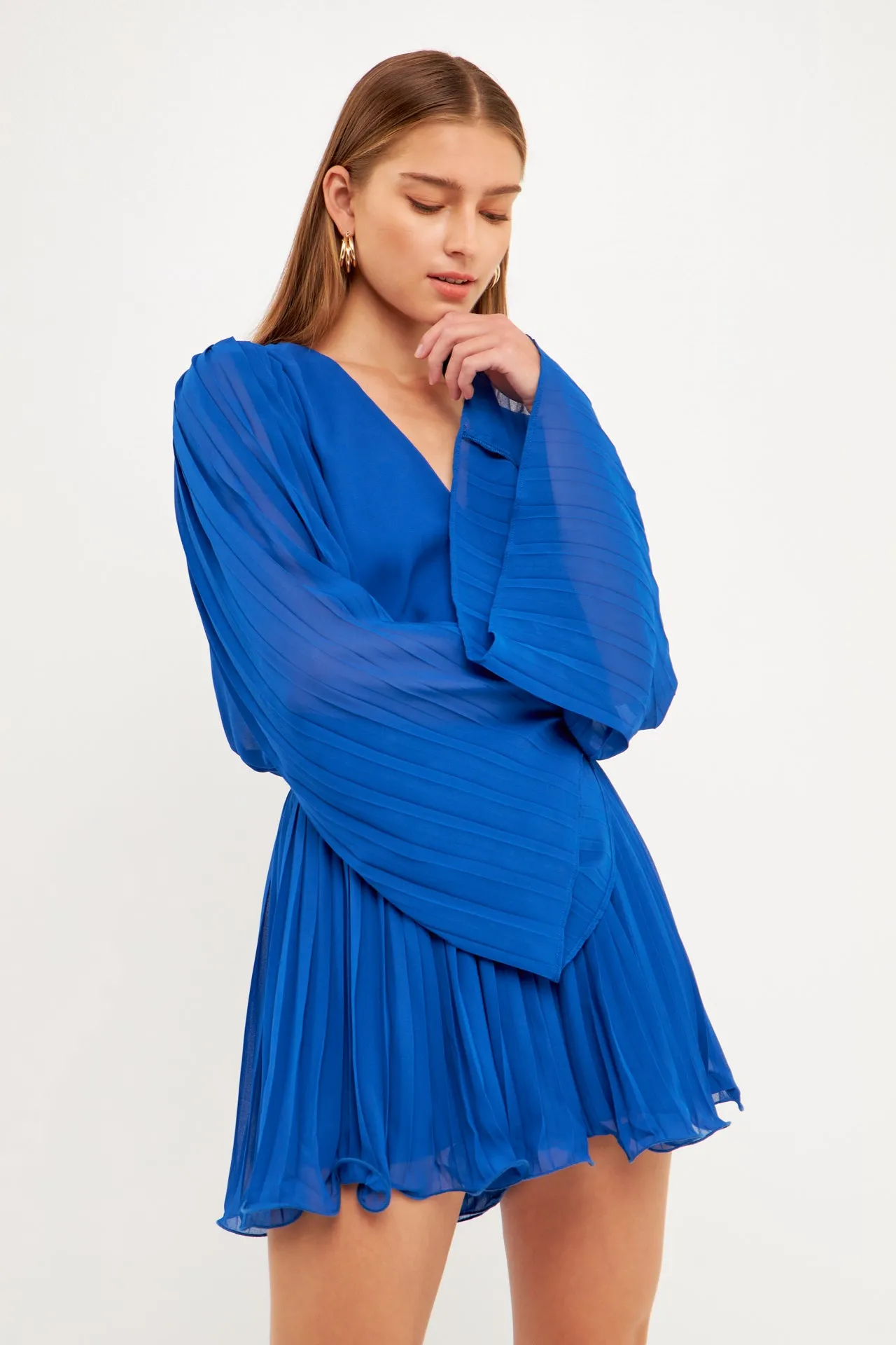 Chiffon Pleated Wrap Romper